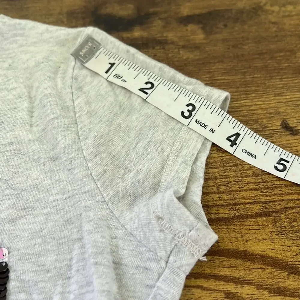 5 for $20 Justice Heathered Gray “Trick” Cat Short Sleeve Sequin Tee